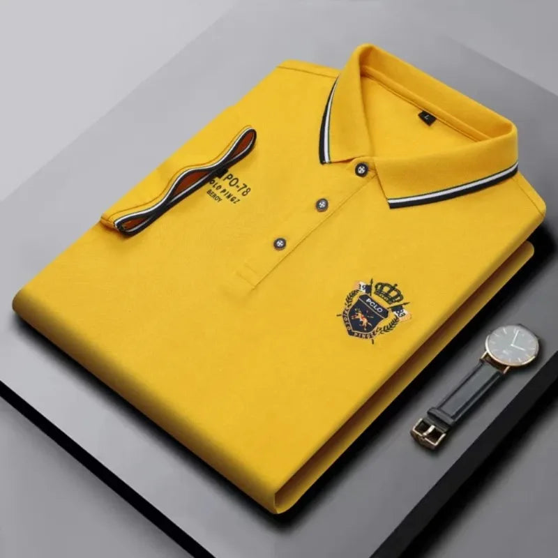 Nouveaux hommes polos brodés été à manches courtes chemise de luxe haut revers Streetwear hommes respirant léger t-shirt Homme Camara Shopping Nouveaux hommes polos brodés été à manches courtes chemise de luxe haut revers Streetwear hommes respirant léger t-shirt Homme