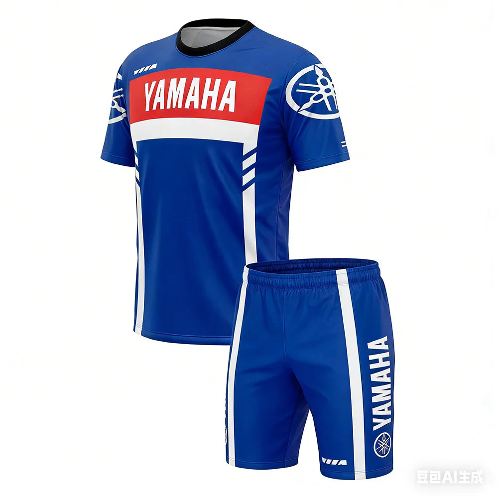 Nouvel ensemble de t-shirts de moto Yamaha pour hommes et femmes, coupe ample, respirant, séchage rapide, recommandé pour l'été Camara Shopping Nouvel ensemble de t-shirts de moto Yamaha pour hommes et femmes, coupe ample, respirant, séchage rapide, recommandé pour l'été