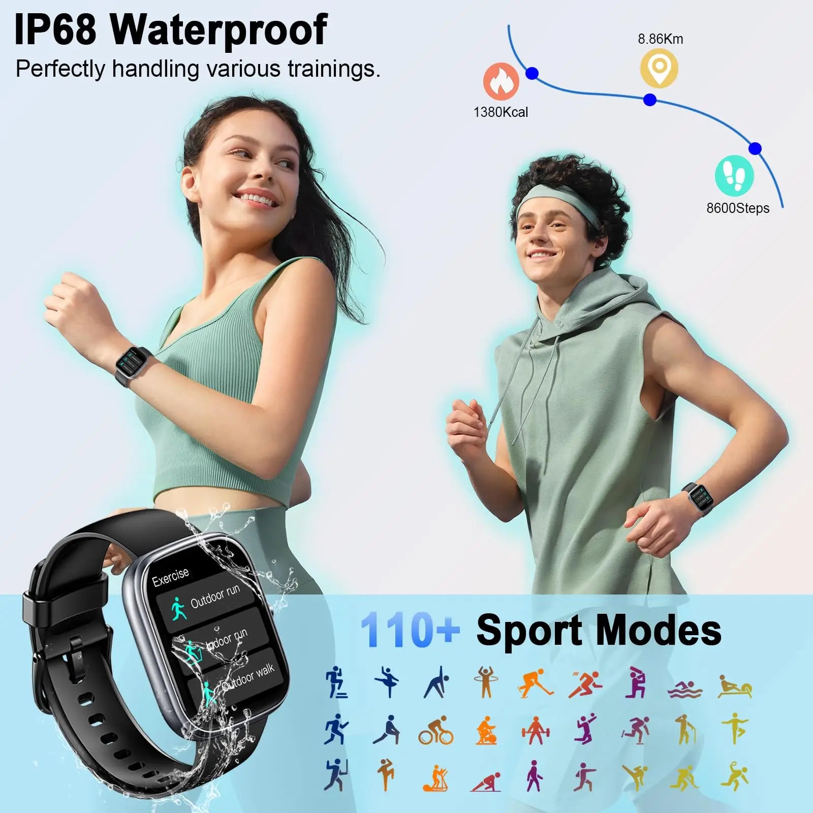 Montre connectée Jugeman de 1,91 pouces (réponse/foudre d'appel), moniteur d'activité physique étanche IP68, plus de 110 modes sportifs, moniteur de fréquence cardiaque et de sommeil. Camara Shopping Montre connectée Jugeman de 1,91 pouces (réponse/foudre d'appel), moniteur d'activité physique étanche IP68, plus de 110 modes sportifs, moniteur de fréquence cardiaque et de sommeil.