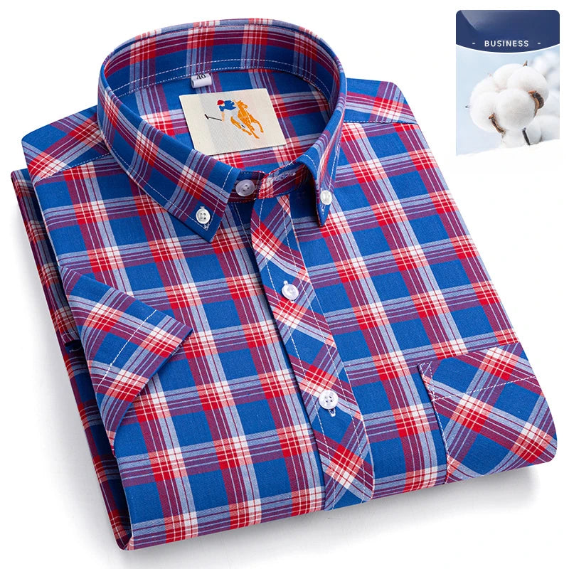 Chemises d'été fines à manches courtes 100 % coton pour hommes, grandes tailles 9XL, coupe ajustée, formelles et décontractées, unies, douces, à carreaux, style hawaïen Camara Shopping Chemises d'été fines à manches courtes 100 % coton pour hommes, grandes tailles 9XL, coupe ajustée, formelles et décontractées, unies, douces, à carreaux, style hawaïen