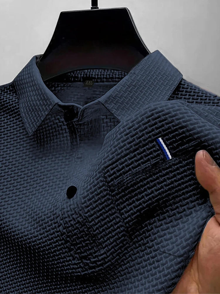 POLO d'été à revers en soie glacée pour hommes, T-shirt à manches courtes avec poches, haut pour hommes Camara Shopping POLO d'été à revers en soie glacée pour hommes, T-shirt à manches courtes avec poches, haut pour hommes