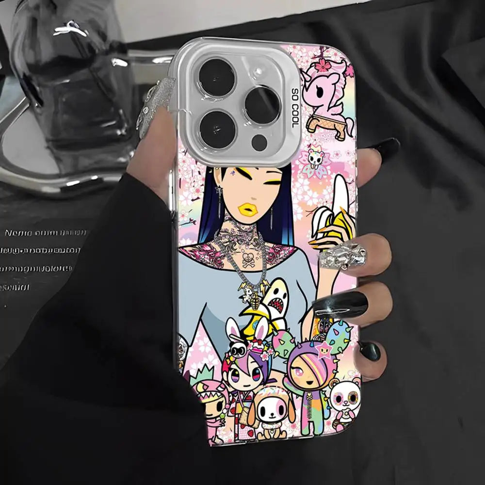 Coque de téléphone Cartoon T-Tokidokis pour iPhone 17 16 15 14 13 Pro 12 11 Pro Max PLUS, coque arrière colorée