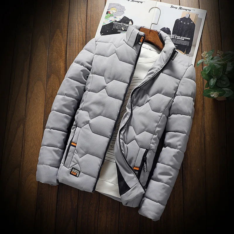 Veste d'hiver épaisse en coton pour homme, manteau chaud, coupe cintrée, rempli de fibres de Polyester, fermeture à glissière, couleur unie Camara Shopping Veste d'hiver épaisse en coton pour homme, manteau chaud, coupe cintrée, rempli de fibres de Polyester, fermeture à glissière, couleur unie