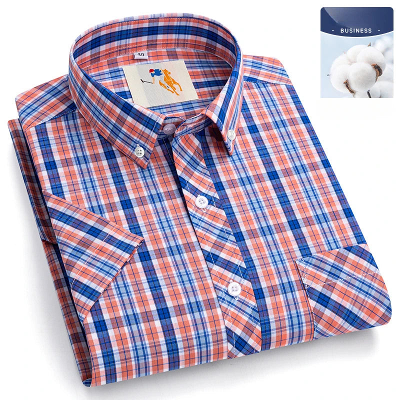 Chemises d'été fines à manches courtes 100 % coton pour hommes, grandes tailles 9XL, coupe ajustée, formelles et décontractées, unies, douces, à carreaux, style hawaïen Camara Shopping Chemises d'été fines à manches courtes 100 % coton pour hommes, grandes tailles 9XL, coupe ajustée, formelles et décontractées, unies, douces, à carreaux, style hawaïen