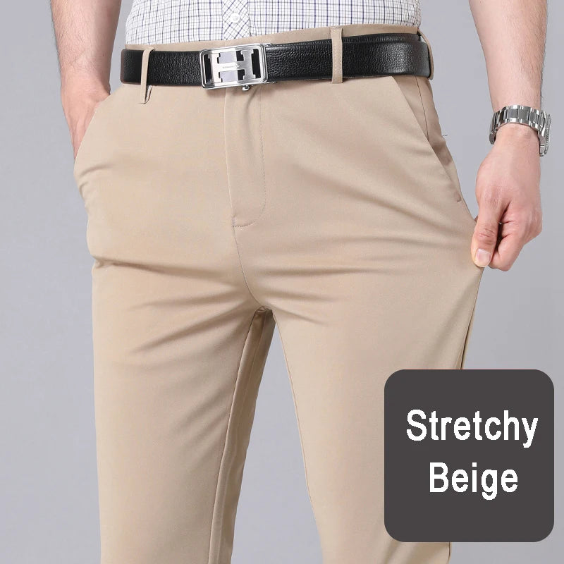Pantalon homme Stretch solide noir intelligent décontracté pantalon homme bureau séchage rapide costume pantalon nouveau printemps automne coréen pantalon droit Camara Shopping Pantalon homme Stretch solide noir intelligent décontracté pantalon homme bureau séchage rapide costume pantalon nouveau printemps automne coréen pantalon droit