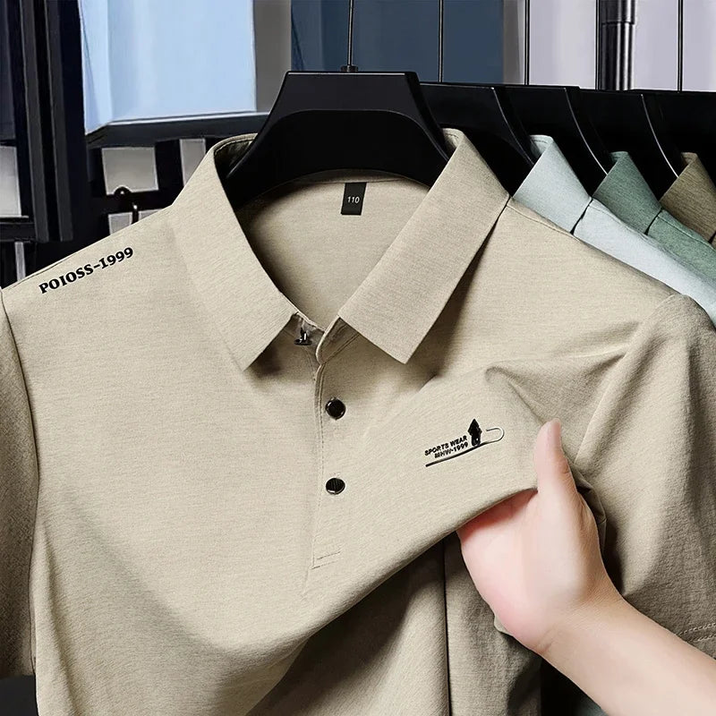 Polo brodé pour homme en tissu doux et élastique, idéal pour le quotidien, les affaires et les occasions décontractées Camara Shopping Polo brodé pour homme en tissu doux et élastique, idéal pour le quotidien, les affaires et les occasions décontractées