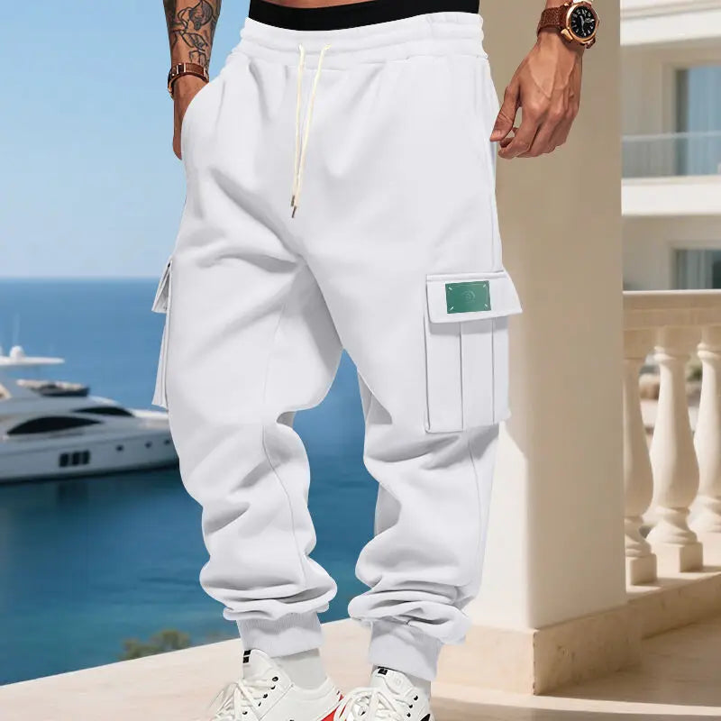 Pantalon de jogging cargo multi-poches pour homme, taille élastique avec cordon de serrage, coupe ample, style streetwear hip-hop, pour le sport quotidien et la course à pied Camara Shopping Pantalon de jogging cargo multi-poches pour homme, taille élastique avec cordon de serrage, coupe ample, style streetwear hip-hop, pour le sport quotidien et la course à pied