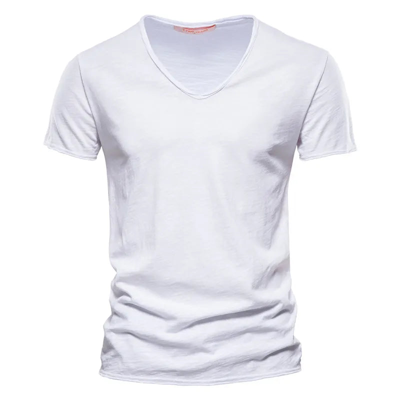 Qualité de la marque100% coton t shirt homme de marque Col en V mode homme Coupe ajustée Soild T-shirts  Hommes Hauts  manche courte t shirt homme Camara Shopping Qualité de la marque100% coton t shirt homme de marque Col en V mode homme Coupe ajustée Soild T-shirts  Hommes Hauts  manche courte t shirt homme