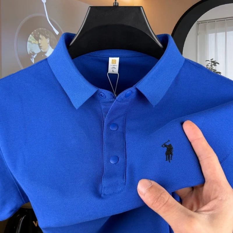 Polo homme 100 % coton pur de marque haut de gamme, manches courtes, broderie poney, collection été 2026, style luxe, haut de golf, t-shirt décontracté Camara Shopping Polo homme 100 % coton pur de marque haut de gamme, manches courtes, broderie poney, collection été 2026, style luxe, haut de golf, t-shirt décontracté