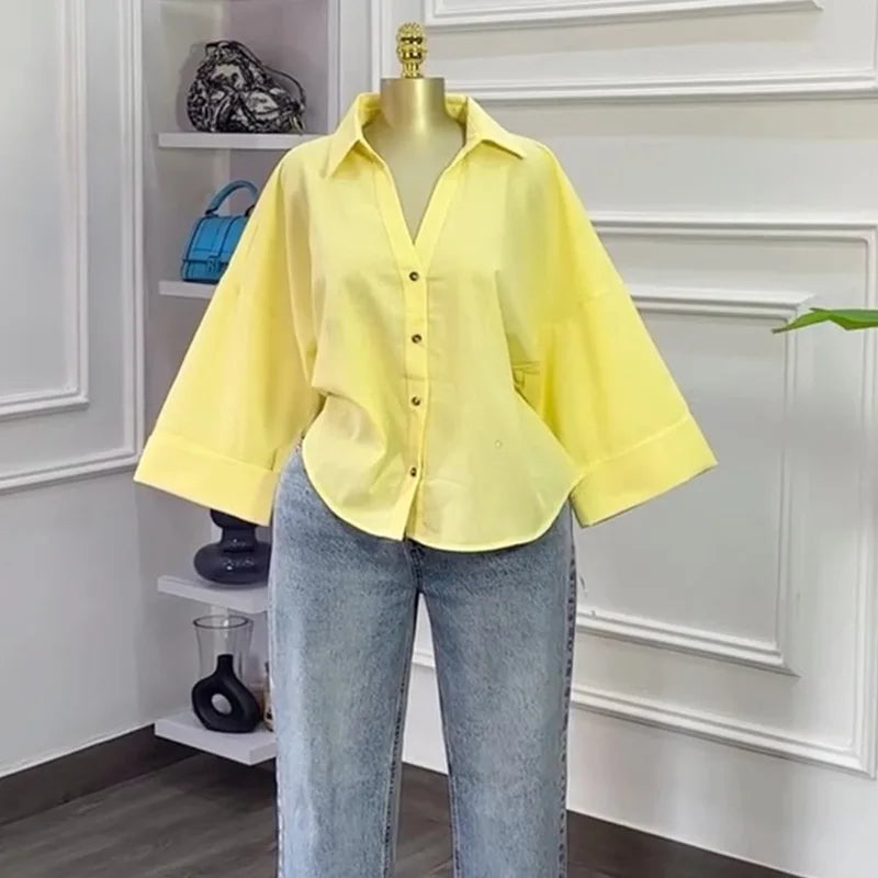 Chemisiers femmes chemise col rabattu manches longues hauts rayé Y2k Streetwear élégant épissure chemises décontracté travail ample 2025 automne Camara Shopping Chemisiers femmes chemise col rabattu manches longues hauts rayé Y2k Streetwear élégant épissure chemises décontracté travail ample 2025 automne