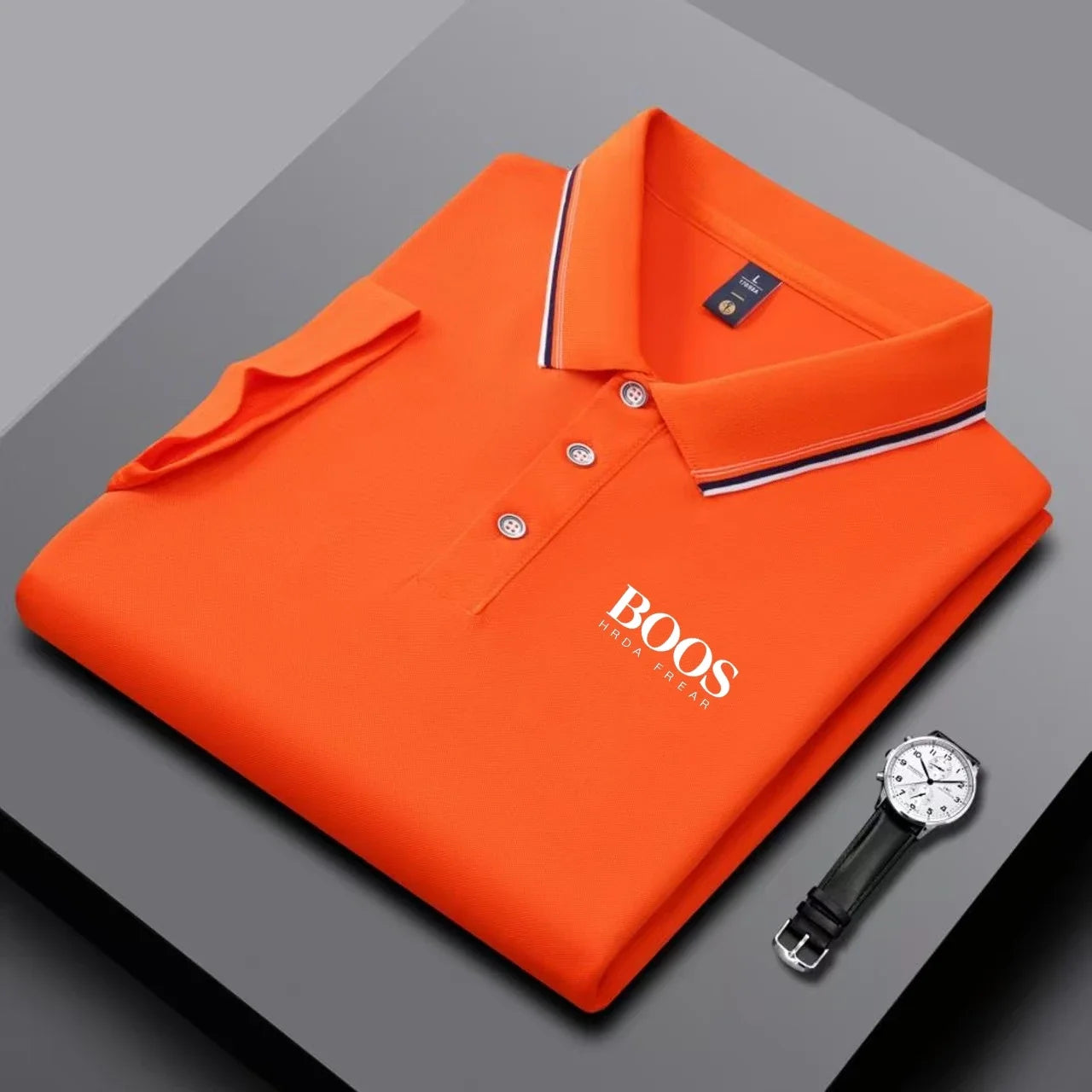 Polo homme business casual à col rayé et imprimé lettres, tissu respirant à manches courtes, matière confortable Camara Shopping Polo homme business casual à col rayé et imprimé lettres, tissu respirant à manches courtes, matière confortable