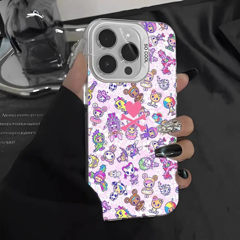 Coque de téléphone Cartoon T-Tokidokis pour iPhone 17 16 15 14 13 Pro 12 11 Pro Max PLUS, coque arrière colorée
