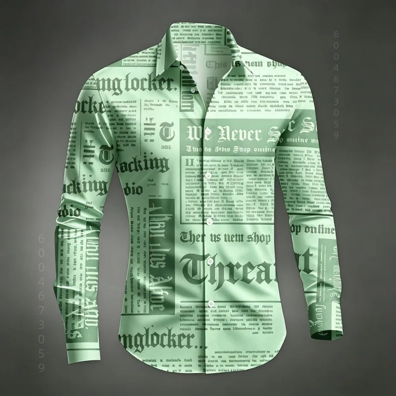 Chemise Homme à Manches Longues Imprimé Lettres de Journal Style Rétro Décontracté Boutonnage Simple Tendance Streetwear Haut pour Homme XS-6XL Camara Shopping Chemise Homme à Manches Longues Imprimé Lettres de Journal Style Rétro Décontracté Boutonnage Simple Tendance Streetwear Haut pour Homme XS-6XL