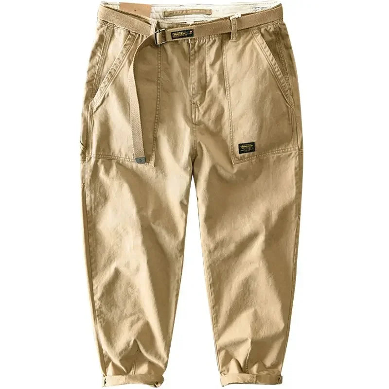 Pantalon de travail en coton coupe large pour homme, style rétro décontracté, résistant à l'usure, avec poches, coupe droite et ample, idéal automne-été Camara Shopping Pantalon de travail en coton coupe large pour homme, style rétro décontracté, résistant à l'usure, avec poches, coupe droite et ample, idéal automne-été