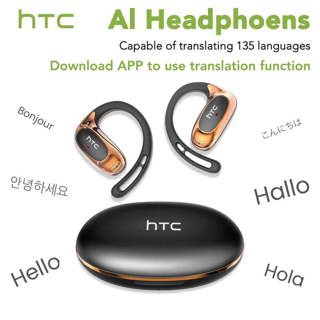 HTC NE35 Bluetooth V6.0 AI traduction écouteurs OWS Sport casque confortable Ultra-léger oreillette sans fil casque avec micro Camara Shopping HTC NE35 Bluetooth V6.0 AI traduction écouteurs OWS Sport casque confortable Ultra-léger oreillette sans fil casque avec micro