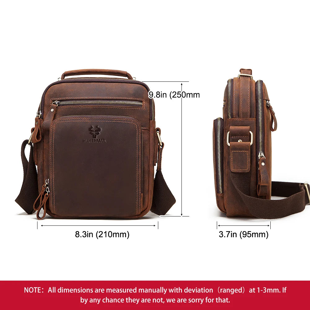 HUMERPAUL sac à bandoulière en cuir véritable pour hommes sacs croisés Vintage grande capacité mâle messager sac fourre-tout voyage Bolso Hombres Camara Shopping HUMERPAUL sac à bandoulière en cuir véritable pour hommes sacs croisés Vintage grande capacité mâle messager sac fourre-tout voyage Bolso Hombres