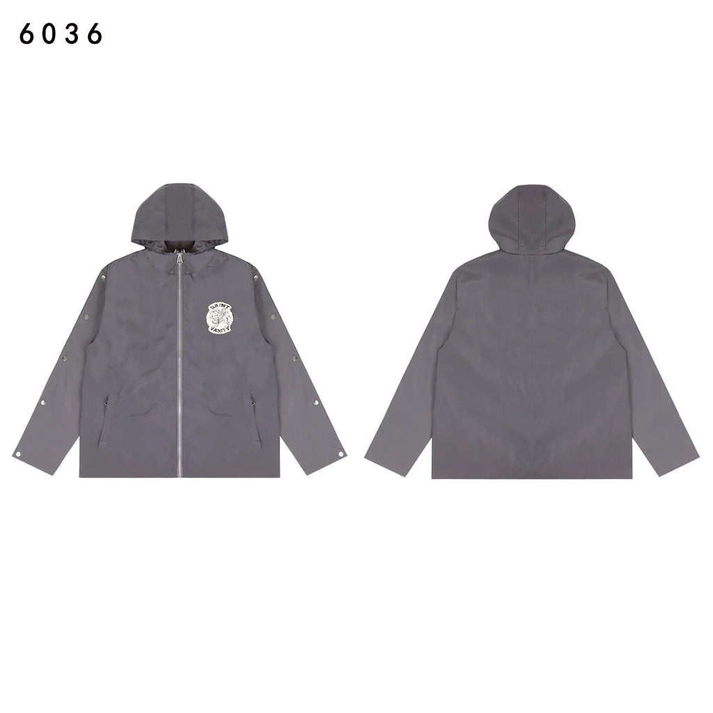 Trench-Coat coupe-vent brodé pour hommes et femmes, Streetwear, ample, solide, fermeture éclair, veste à capuche surdimensionnée Camara Shopping Trench-Coat coupe-vent brodé pour hommes et femmes, Streetwear, ample, solide, fermeture éclair, veste à capuche surdimensionnée