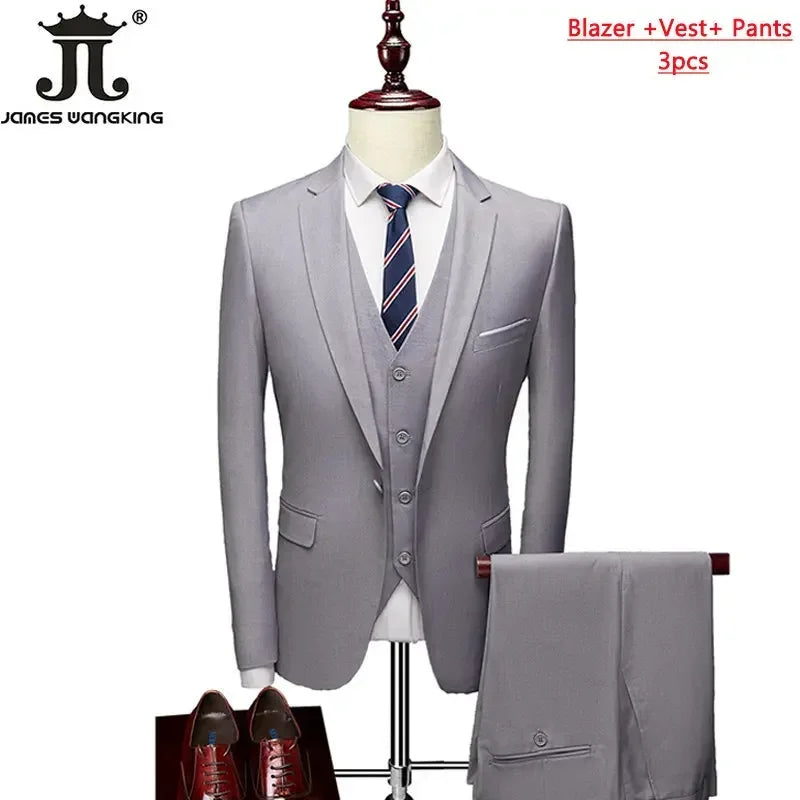 Costume homme formel pour le bureau, mariage, fête, couleur unie, tailles M-6XL, 15 couleurs (veste + gilet + pantalon) Camara Shopping Costume homme formel pour le bureau, mariage, fête, couleur unie, tailles M-6XL, 15 couleurs (veste + gilet + pantalon)