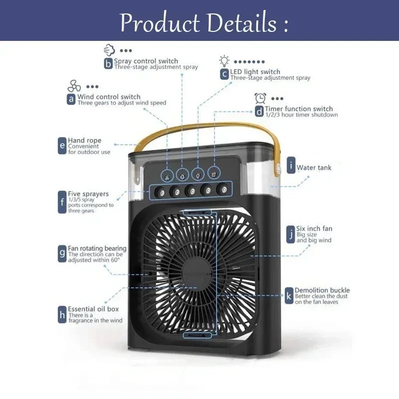 3 en 1 nouveau ventilateur climatiseur ménage petit refroidisseur d'air LED veilleuse Portable humidificateur réglage de l'air ventilateur bureau maison ventilateur Camara Shopping 3 en 1 nouveau ventilateur climatiseur ménage petit refroidisseur d'air LED veilleuse Portable humidificateur réglage de l'air ventilateur bureau maison ventilateur