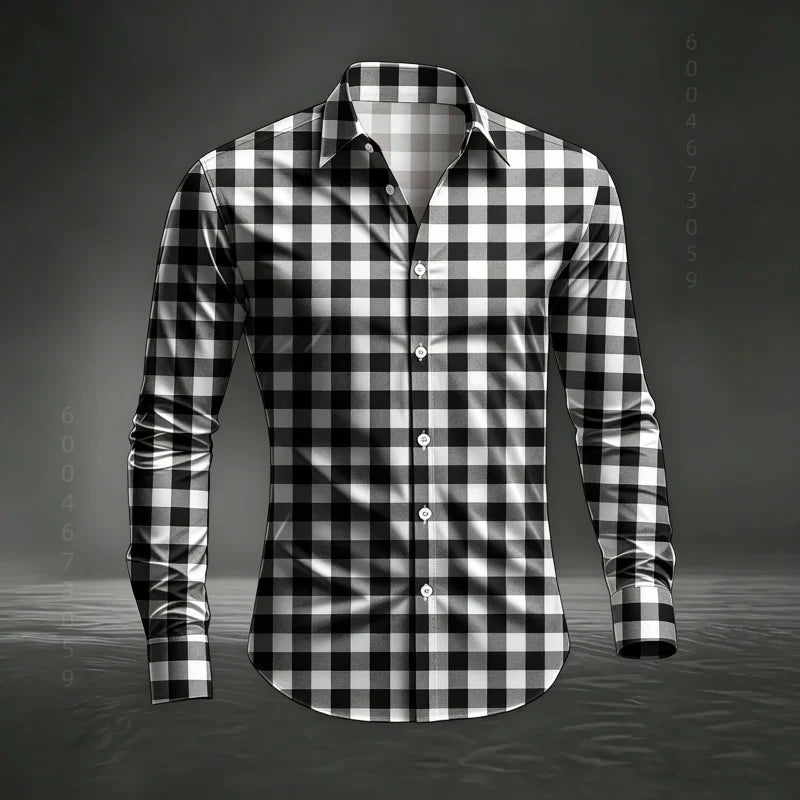Chemise à carreaux classique pour homme 2026, imprimé écossais, coupe ajustée, col et manches longues, haut pour homme, tissu confortable XS-6XL Camara Shopping Chemise à carreaux classique pour homme 2026, imprimé écossais, coupe ajustée, col et manches longues, haut pour homme, tissu confortable XS-6XL