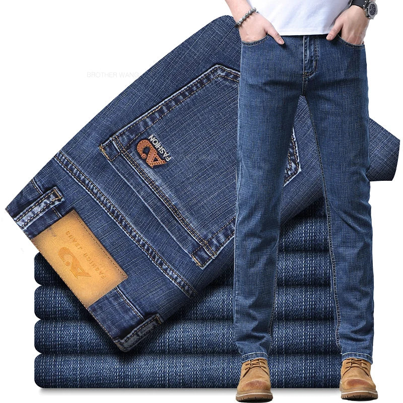Printemps hommes bleu clair jean mince élégant décontracté tissu extensible Denim pantalon classique pantalon fumée gris Camara Shopping Printemps hommes bleu clair jean mince élégant décontracté tissu extensible Denim pantalon classique pantalon fumée gris
