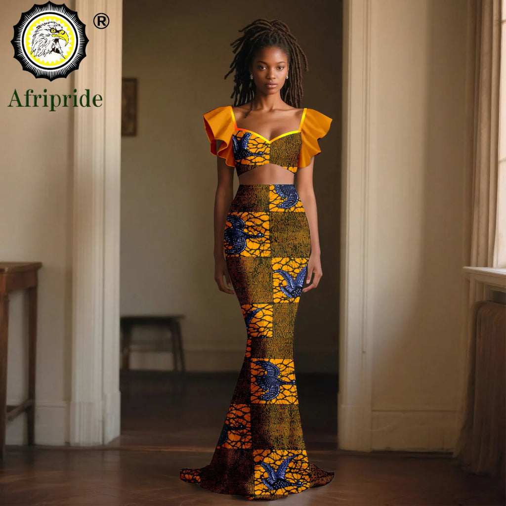 Vêtements africains pour femmes, haut court à manches évasées et jupes Maxi, ensemble 2 pièces, tenues Dashiki, tenue de fête Sexy Ankara, 2526060 Camara Shopping Vêtements africains pour femmes, haut court à manches évasées et jupes Maxi, ensemble 2 pièces, tenues Dashiki, tenue de fête Sexy Ankara, 2526060