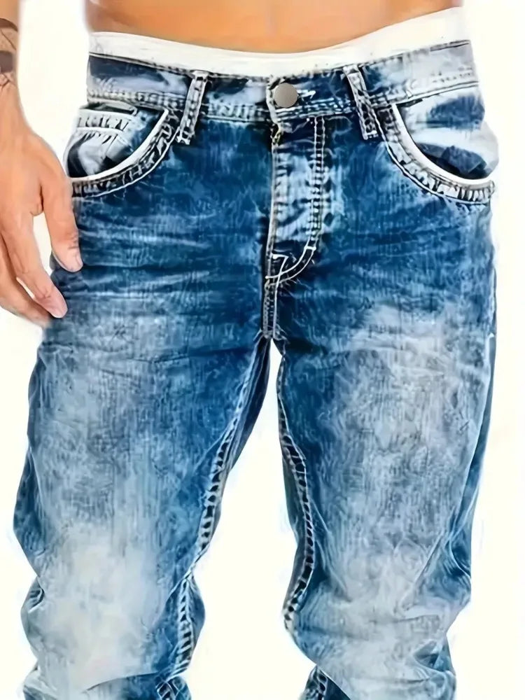 Jean européen et américain pour hommes, pantalon élastique Slim, à la mode, Vintage, lavage, Denim, Streetwear, nouvelle collection automne Camara Shopping Jean européen et américain pour hommes, pantalon élastique Slim, à la mode, Vintage, lavage, Denim, Streetwear, nouvelle collection automne