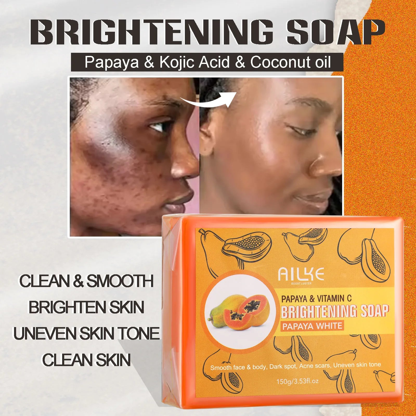 AILKE Savon fait main blanchissant la peau - Savon papaye biologique pour taches noires, taches propres, améliore la peau terne, le visage, le corps et les mains Camara Shopping AILKE Savon fait main blanchissant la peau - Savon papaye biologique pour taches noires, taches propres, améliore la peau terne, le visage, le corps et les mains