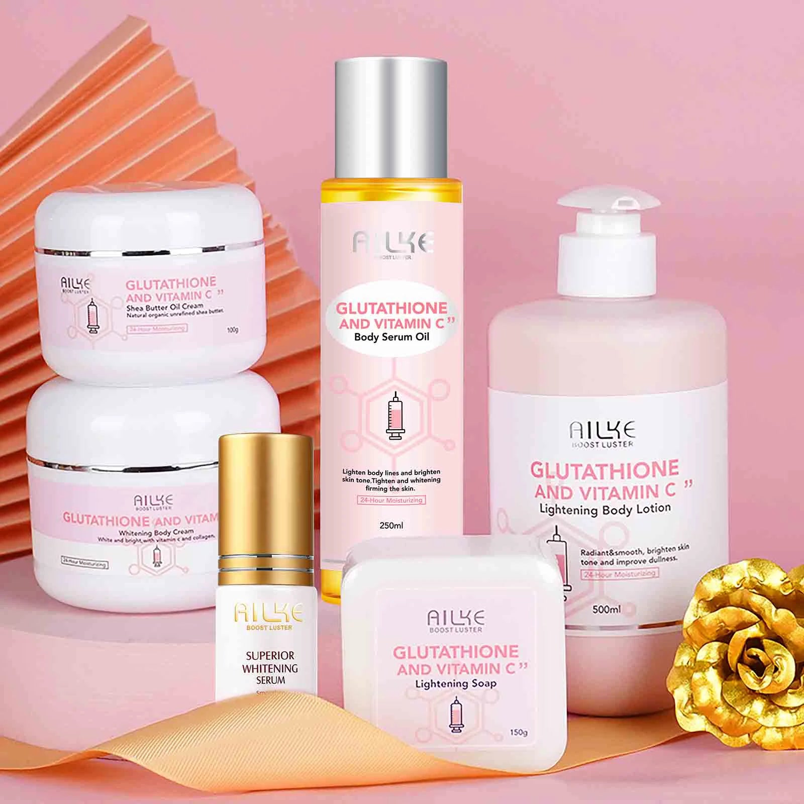 Coffret beauté éclaircissant AILKE à la vitamine C et au glutathion pour femmes, élimine les taches noires, hydrate, illumine la peau pour tous les types de carnation Camara Shopping Coffret beauté éclaircissant AILKE à la vitamine C et au glutathion pour femmes, élimine les taches noires, hydrate, illumine la peau pour tous les types de carnation