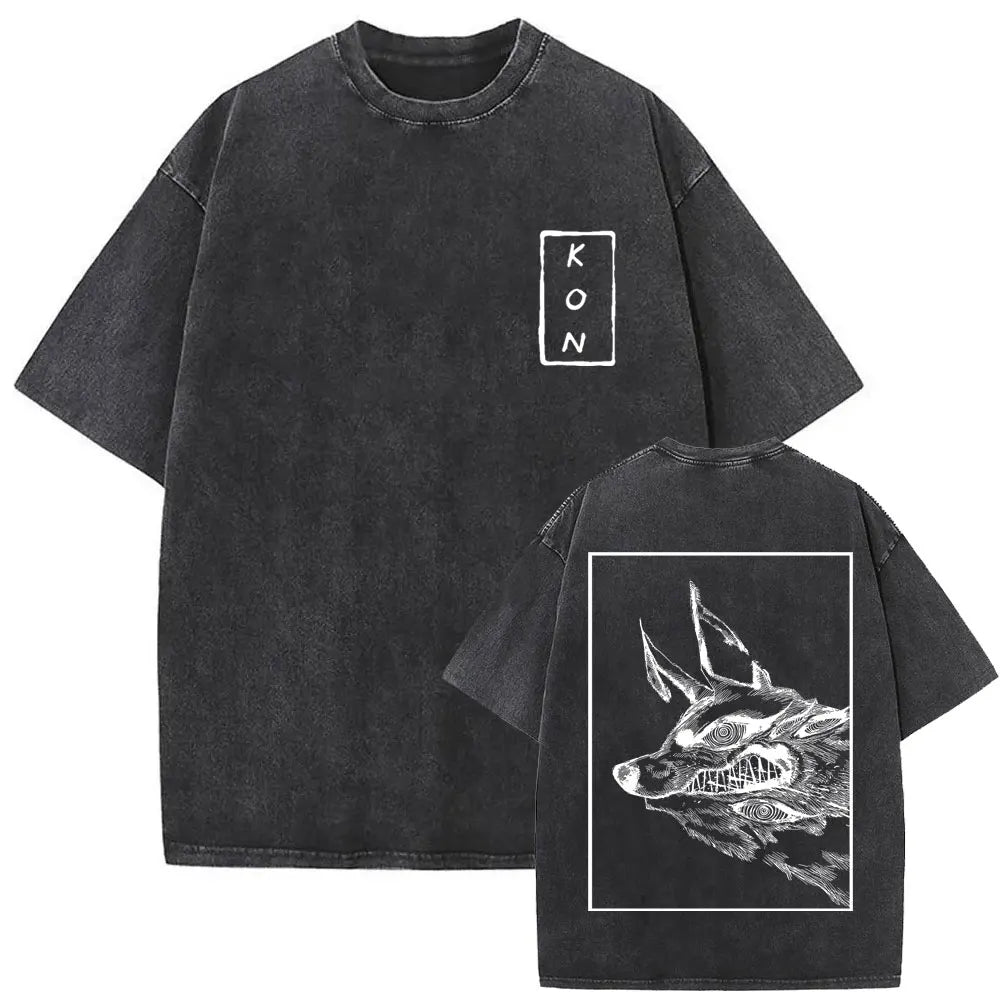 Anime tronçonneuse homme Vintage lavé T-shirt Hayakawa Aki invocation Kon Fox diable graphique T-shirts hommes femmes décontracté mode T-shirts Camara Shopping Anime tronçonneuse homme Vintage lavé T-shirt Hayakawa Aki invocation Kon Fox diable graphique T-shirts hommes femmes décontracté mode T-shirts