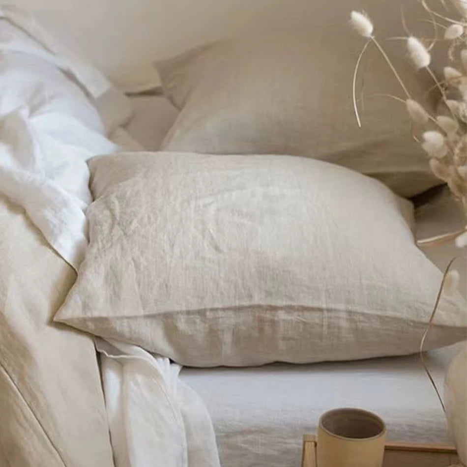 Taie d'oreiller en lin naturel français, 2 pièces, enveloppe douce et confortable, décoration de maison, couverture d'oreiller de chambre à coucher, toutes saisons Camara Shopping Taie d'oreiller en lin naturel français, 2 pièces, enveloppe douce et confortable, décoration de maison, couverture d'oreiller de chambre à coucher, toutes saisons