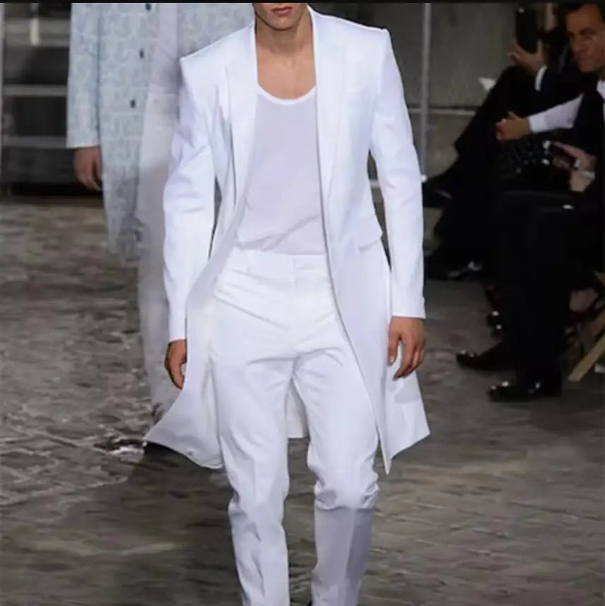 Veste longue d'été pour hommes, costumes de mariage, pantalon blanc, Tuxedos de marié, Blazer classique à revers, manteau 2 pièces, pantalon de bal, nouvelle collection 2025 Camara Shopping Veste longue d'été pour hommes, costumes de mariage, pantalon blanc, Tuxedos de marié, Blazer classique à revers, manteau 2 pièces, pantalon de bal, nouvelle collection 2025