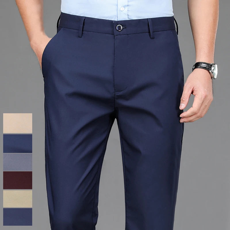 Pantalon homme Stretch solide noir intelligent décontracté pantalon homme bureau séchage rapide costume pantalon nouveau printemps automne coréen pantalon droit Camara Shopping Pantalon homme Stretch solide noir intelligent décontracté pantalon homme bureau séchage rapide costume pantalon nouveau printemps automne coréen pantalon droit