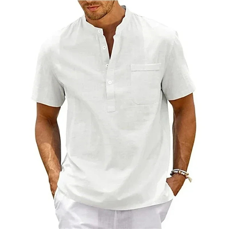 Polo d'été décontracté pour hommes, coupe cintrée, couleur unie, bouton respirant, haut à manches courtes, T-shirt rafraîchissant et confortable Camara Shopping Polo d'été décontracté pour hommes, coupe cintrée, couleur unie, bouton respirant, haut à manches courtes, T-shirt rafraîchissant et confortable