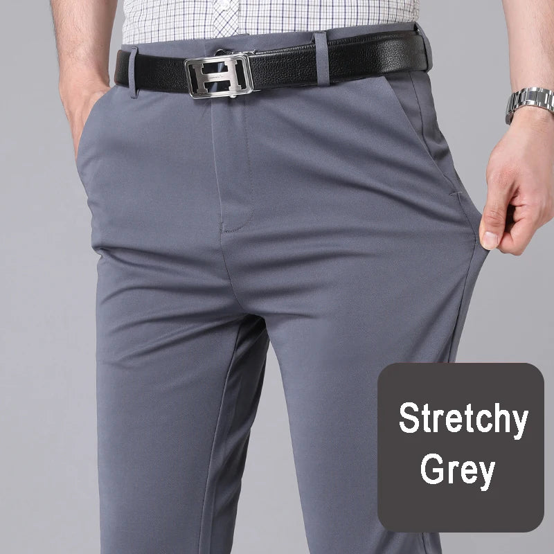 Pantalon homme Stretch solide noir intelligent décontracté pantalon homme bureau séchage rapide costume pantalon nouveau printemps automne coréen pantalon droit Camara Shopping Pantalon homme Stretch solide noir intelligent décontracté pantalon homme bureau séchage rapide costume pantalon nouveau printemps automne coréen pantalon droit