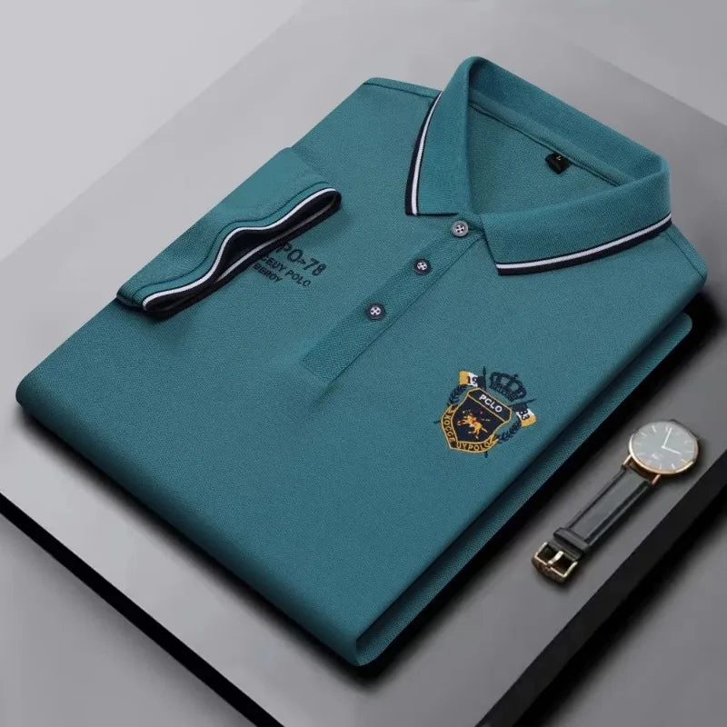 Nouveaux hommes polos brodés été à manches courtes chemise de luxe haut revers Streetwear hommes respirant léger t-shirt Homme Camara Shopping Nouveaux hommes polos brodés été à manches courtes chemise de luxe haut revers Streetwear hommes respirant léger t-shirt Homme