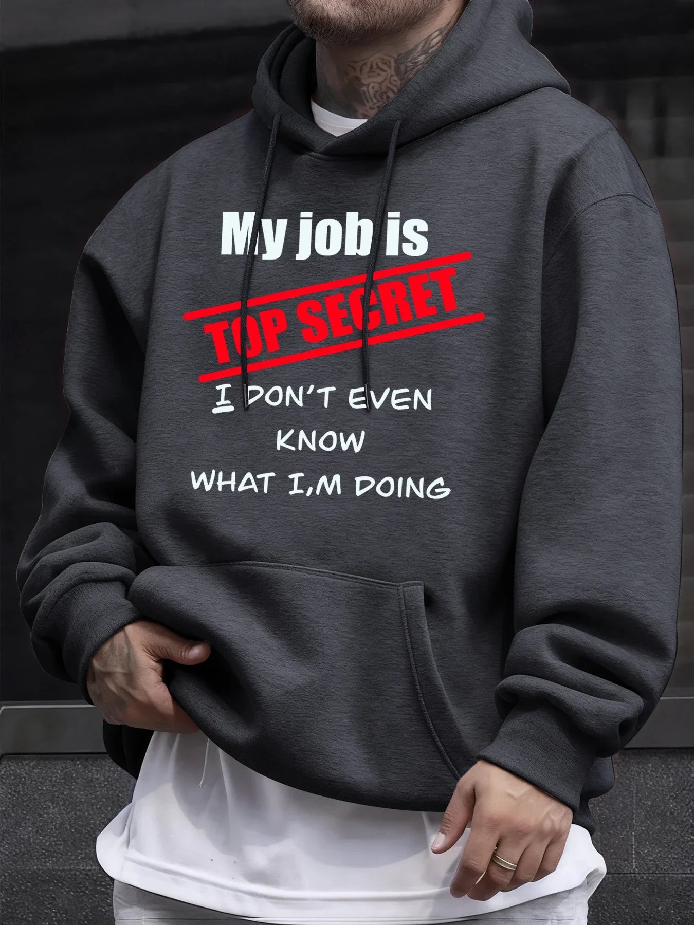 My Job Is Top Secret Prints Pulls amples à manches longues pour hommes, style classique décontracté, tendance sport, vêtements Camara Shopping My Job Is Top Secret Prints Pulls amples à manches longues pour hommes, style classique décontracté, tendance sport, vêtements