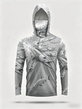 Men's summer fashion fish school print comfortable breathable hooded fishing suit long sleeved T-shirt outdoor casual top Camara Shopping Men's summer fashion fish school print comfortable breathable hooded fishing suit long sleeved T-shirt outdoor casual top