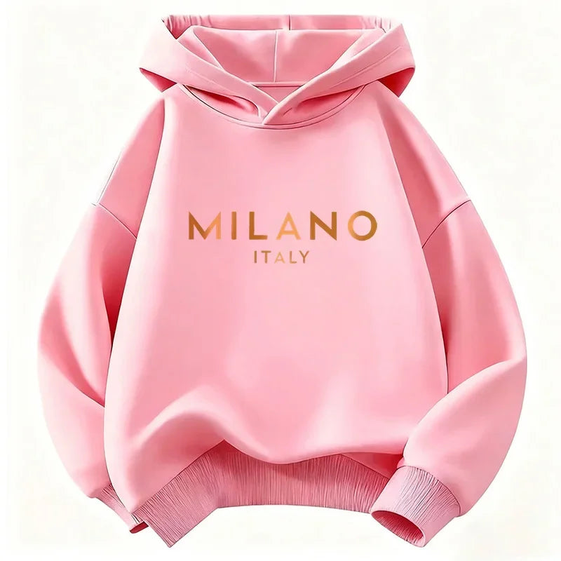 Sweat-shirt à capuche pour enfants, style Y2K, Milano, Italie, avec inscription, pour garçons et filles, vêtements décontractés, Camara Shopping Sweat-shirt à capuche pour enfants, style Y2K, Milano, Italie, avec inscription, pour garçons et filles, vêtements décontractés,