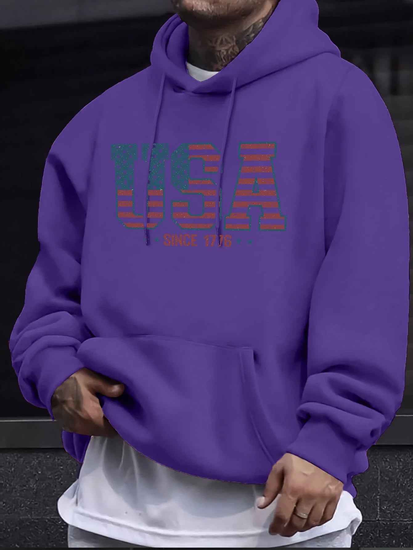 Créatif Usa depuis 1776 lettre imprimer polaire vêtements homme automne décontracté sweats basique Sport à capuche chaud rue Camara Shopping Créatif Usa depuis 1776 lettre imprimer polaire vêtements homme automne décontracté sweats basique Sport à capuche chaud rue