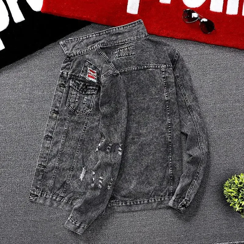 Male Jean Coats Red With Print Men's Denim Jacket Casual Slim Short Clothing Elatic New In Large Size On Board Fashion G Washed Camara Shopping Male Jean Coats Red With Print Men's Denim Jacket Casual Slim Short Clothing Elatic New In Large Size On Board Fashion G Washed