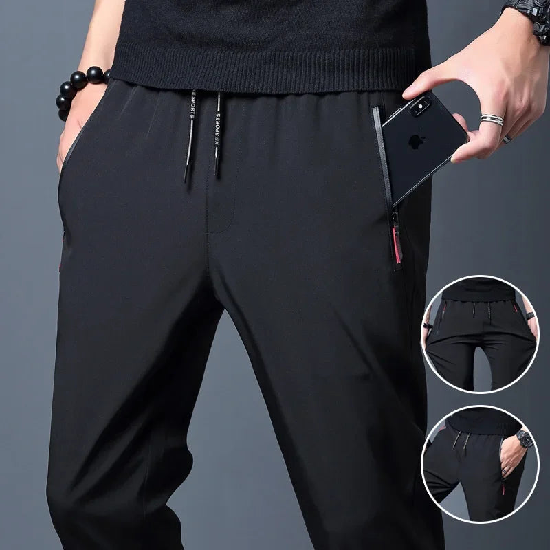 Men's Casual Pants Stretch Slim Fit Elastic Waist Jogger Korean Classic Blue Black Gray Male Brand Trousers Plus Size Camara Shopping Men's Casual Pants Stretch Slim Fit Elastic Waist Jogger Korean Classic Blue Black Gray Male Brand Trousers Plus Size