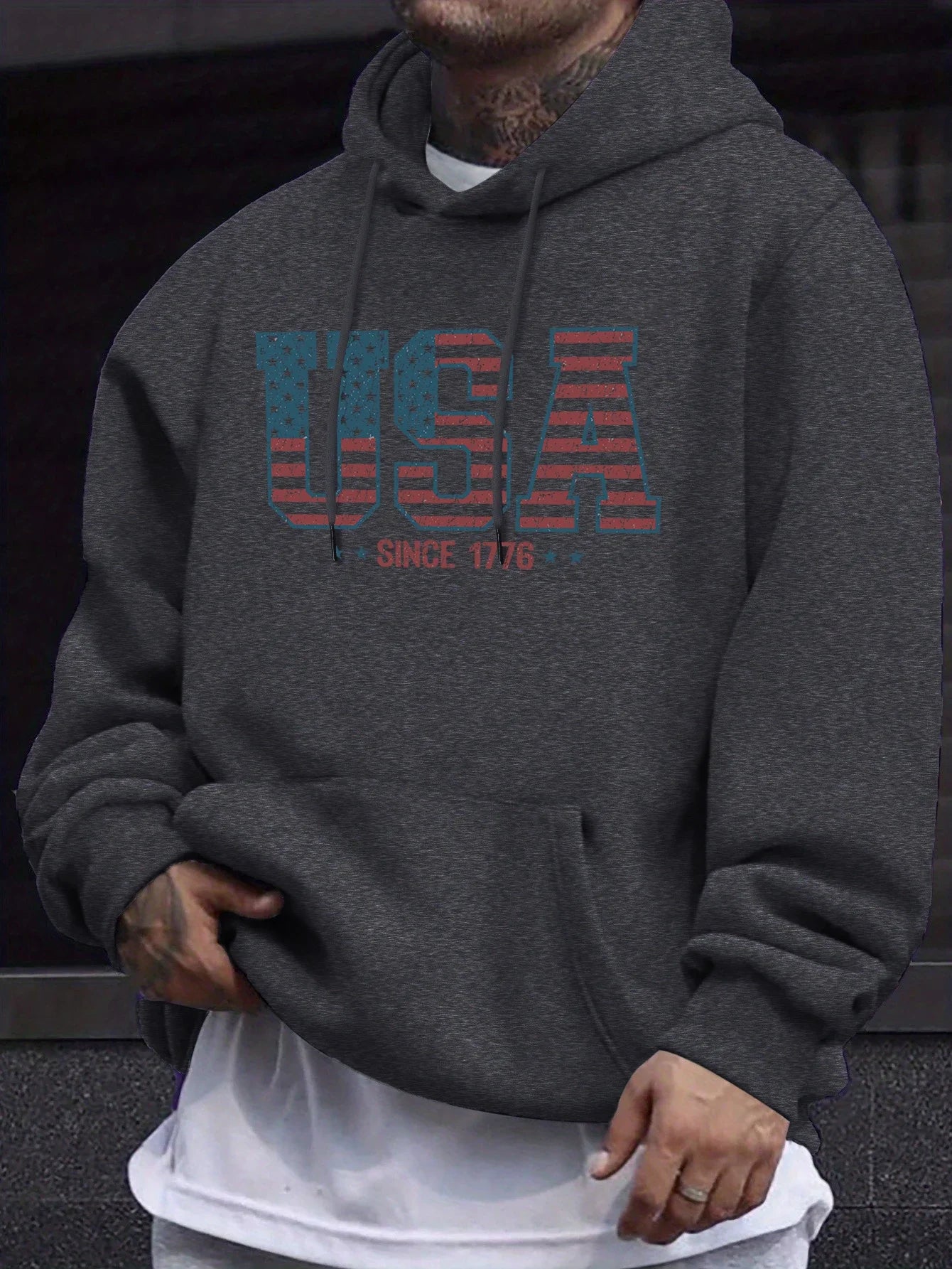 Créatif Usa depuis 1776 lettre imprimer polaire vêtements homme automne décontracté sweats basique Sport à capuche chaud rue Camara Shopping Créatif Usa depuis 1776 lettre imprimer polaire vêtements homme automne décontracté sweats basique Sport à capuche chaud rue