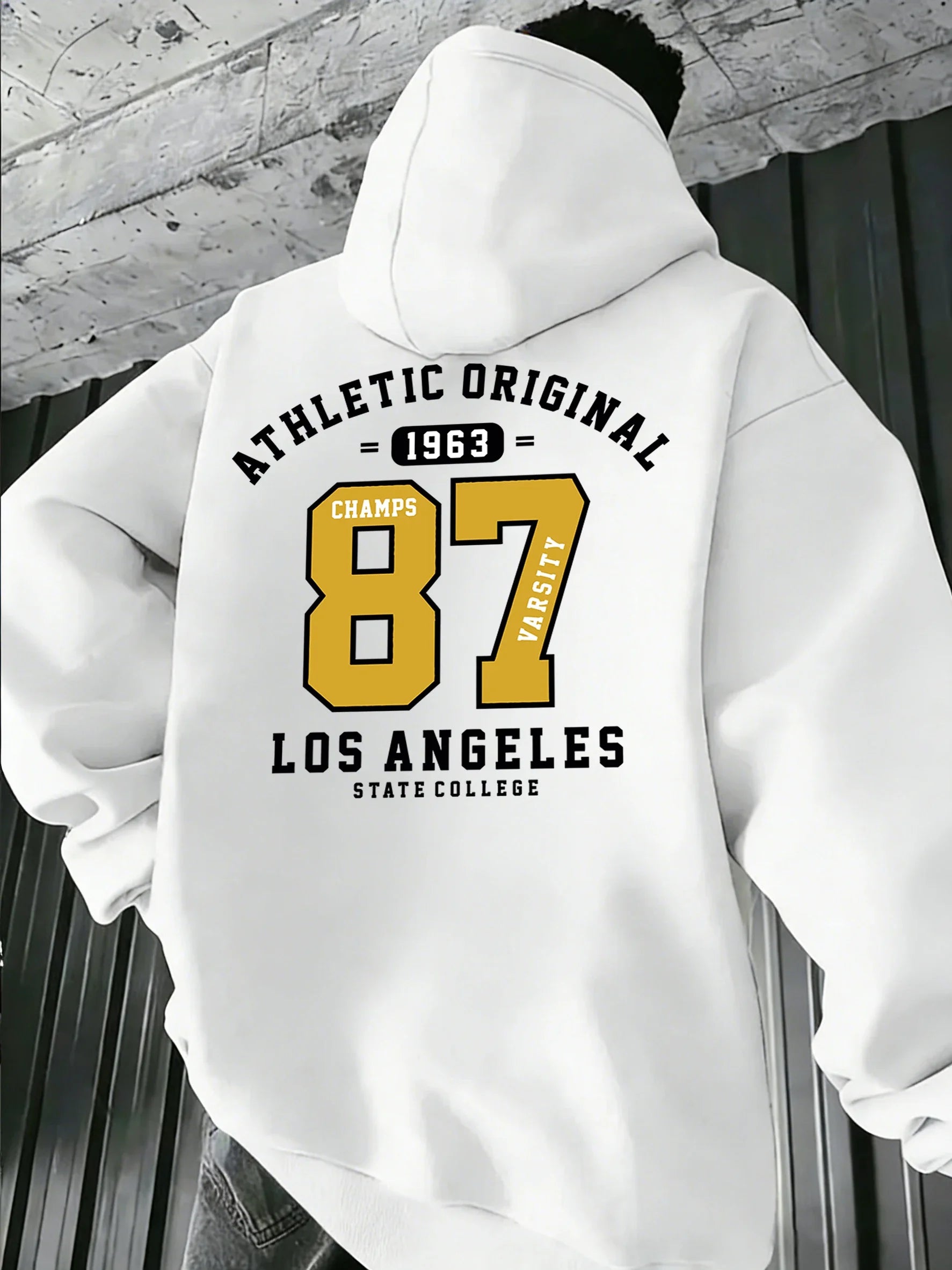 Sweat à capuche imprimé Athletic Original Number 87 Los Angeles 1963 pour homme, vêtements de sport, streetwear, vêtem Camara Shopping Sweat à capuche imprimé Athletic Original Number 87 Los Angeles 1963 pour homme, vêtements de sport, streetwear, vêtem