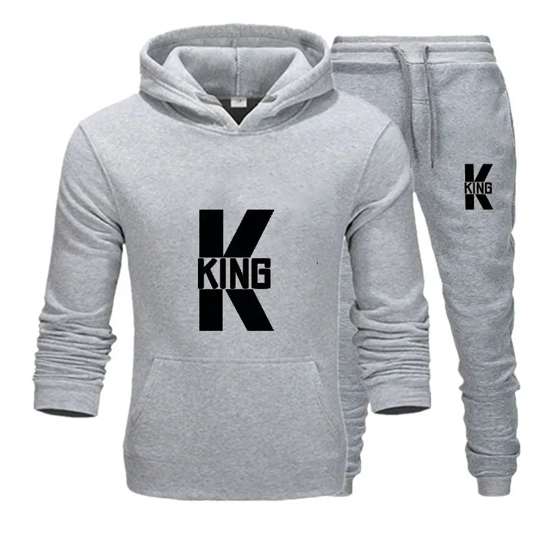 Amant de la mode Couple vêtements ensemble de vêtements de sport roi reine imprimé vêtements à capuche 2 pièces ensemble femmes Camara Shopping Amant de la mode Couple vêtements ensemble de vêtements de sport roi reine imprimé vêtements à capuche 2 pièces ensemble femmes