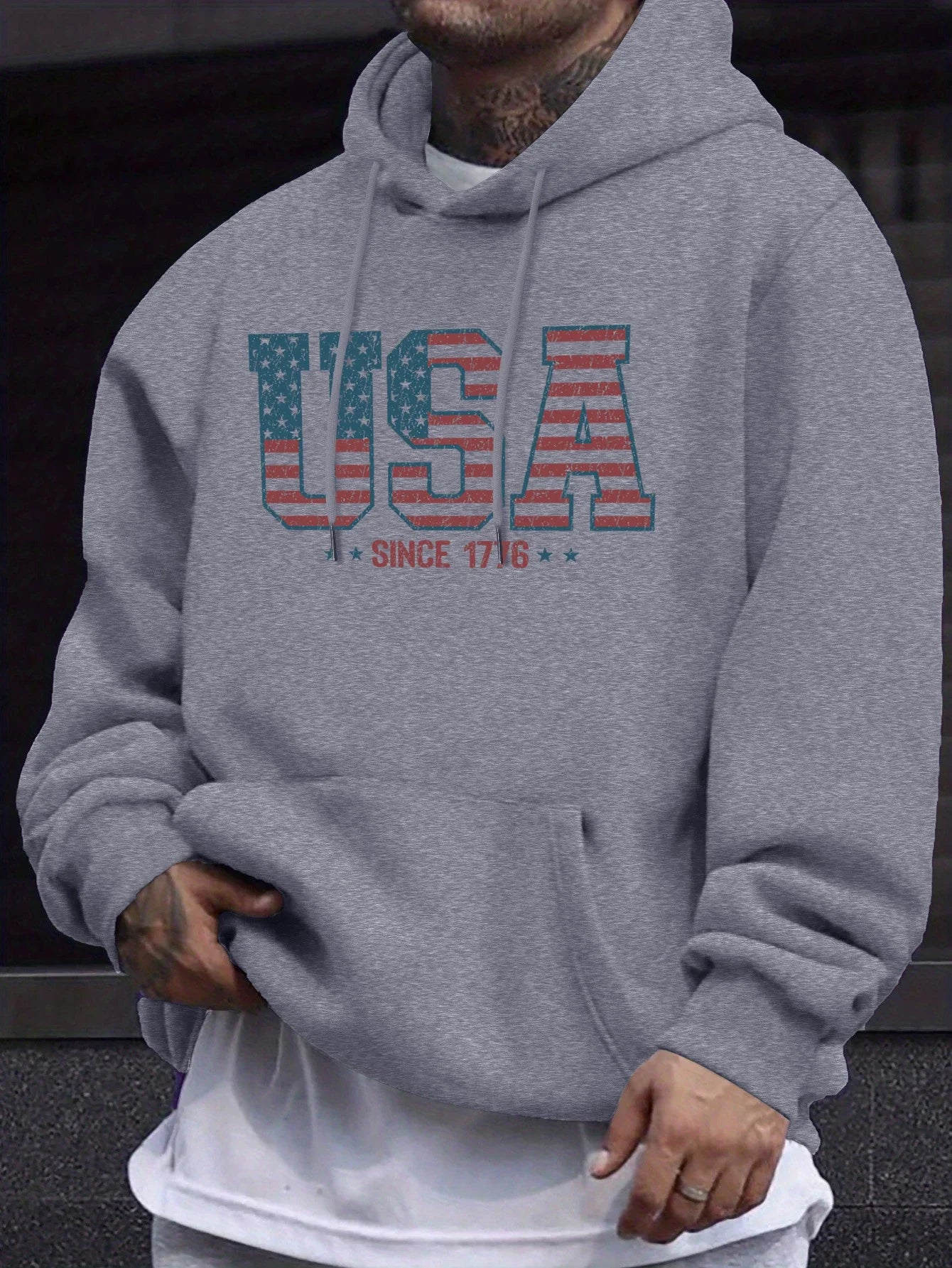 Créatif Usa depuis 1776 lettre imprimer polaire vêtements homme automne décontracté sweats basique Sport à capuche chaud rue Camara Shopping Créatif Usa depuis 1776 lettre imprimer polaire vêtements homme automne décontracté sweats basique Sport à capuche chaud rue