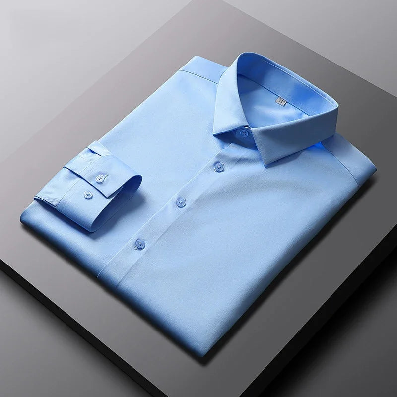 Men's Casual and Fashionable Long Sleeved Solid Color Shirt Non Ironing and Wrinkle Resistant Business Top Camara Shopping Men's Casual and Fashionable Long Sleeved Solid Color Shirt Non Ironing and Wrinkle Resistant Business Top